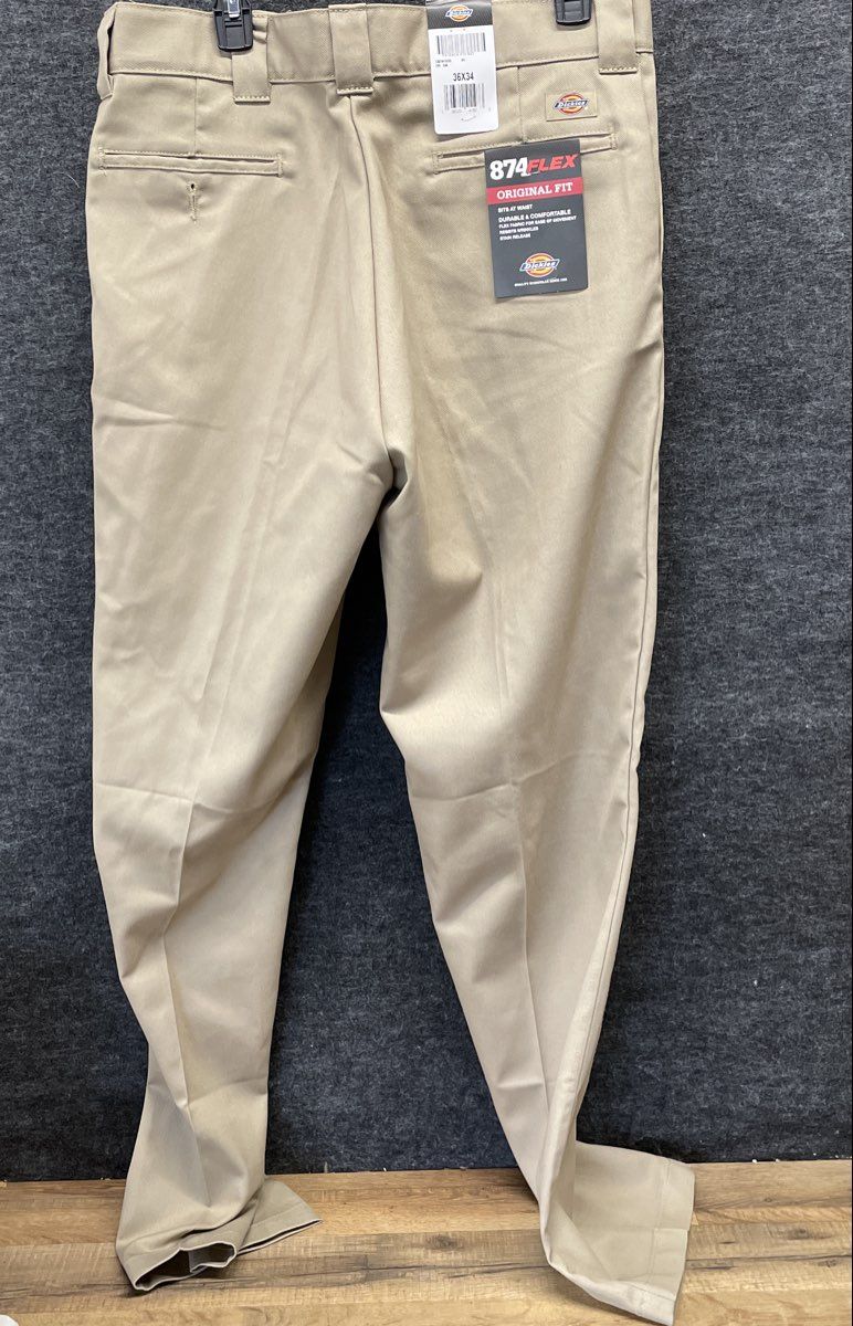 Dickies Men's 874 Flex Original Fit Pants Khaki NWT Size 36x34