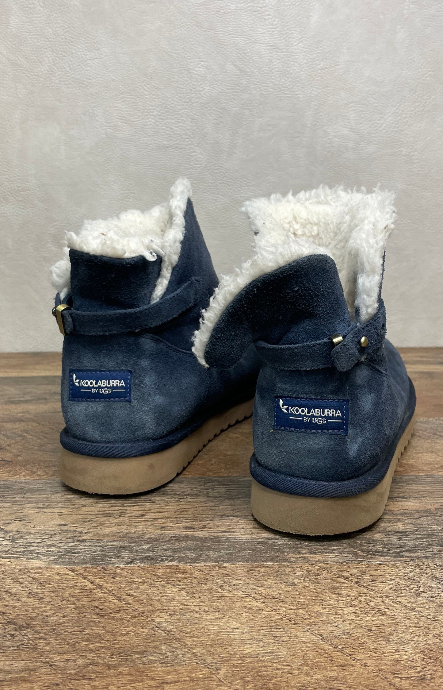 Koolaburra by UGG Koola Short Blue Suede Faux Fur Lined Boots Women's Size 8