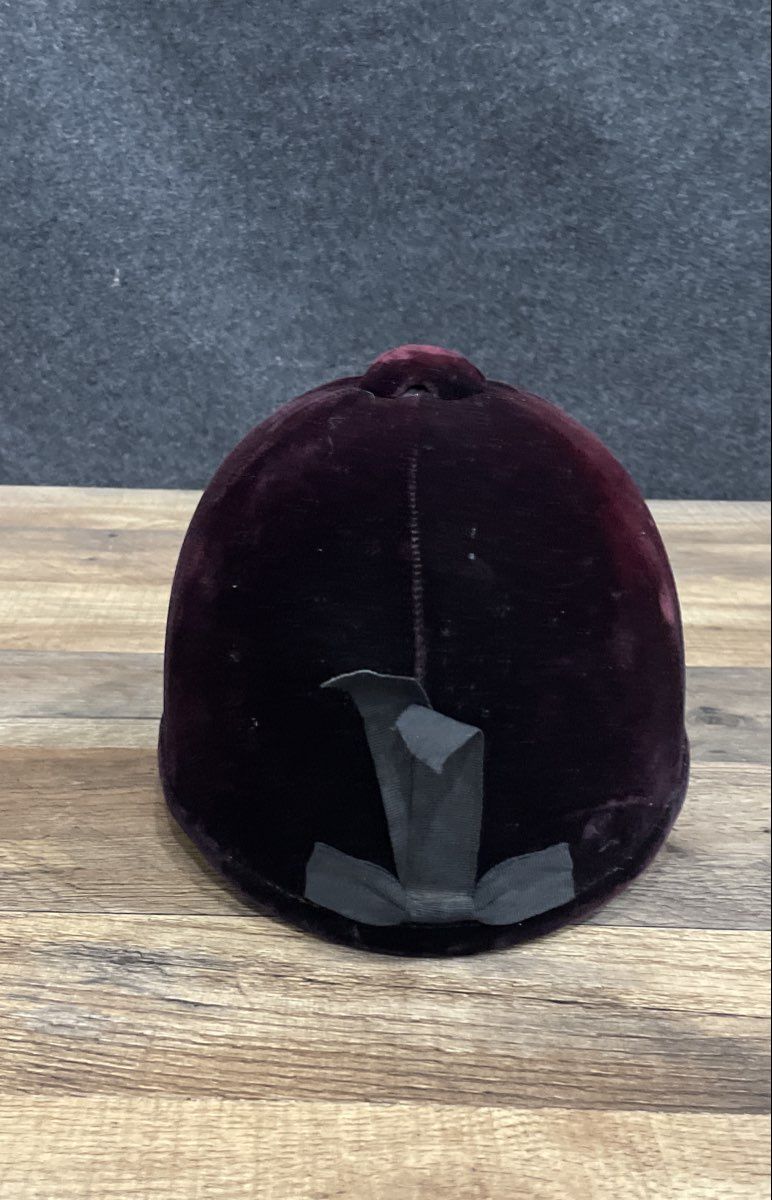 Vintage Women's Burgundy Velvet Equestrian Riding Hat Hunt Cap Maroon
