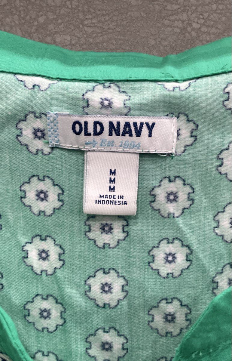 Old Navy Women's Green Floral Sleeveless Rayon Tunic Shift Top Size M
