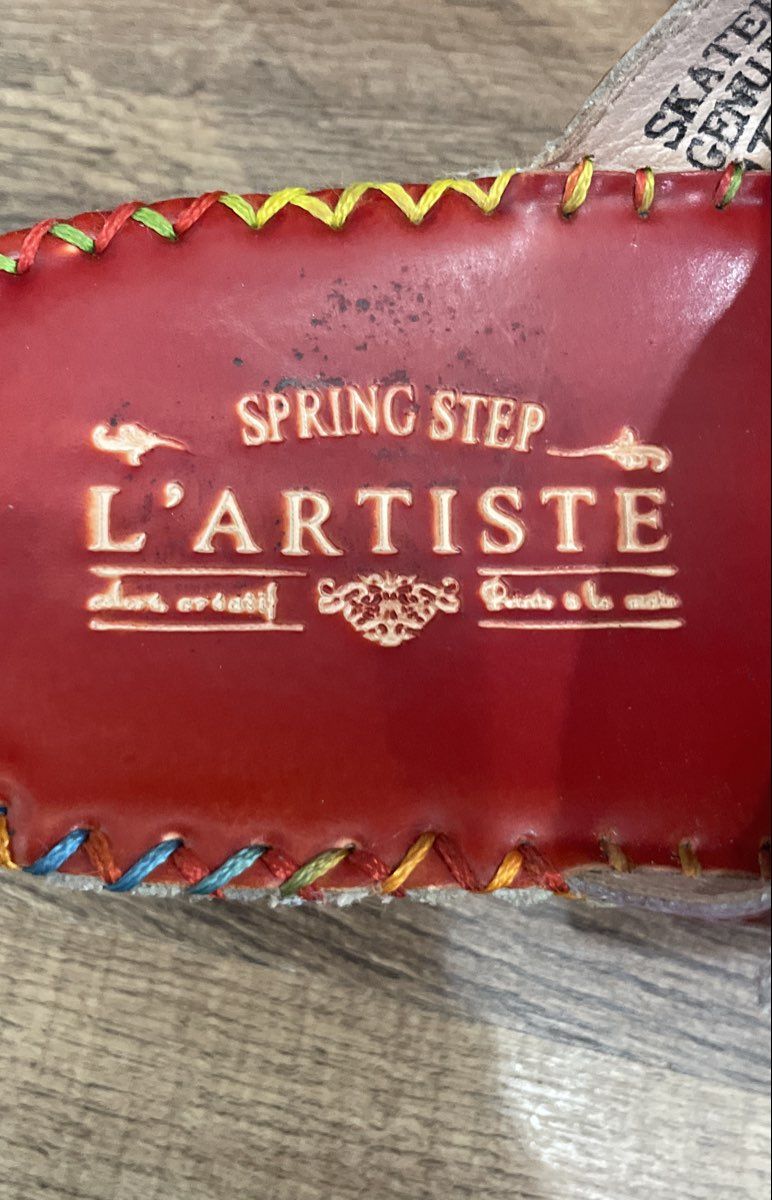 L'Artiste Spring Step Skater Red Multi Leather Platform Wedge Sandals Size 41