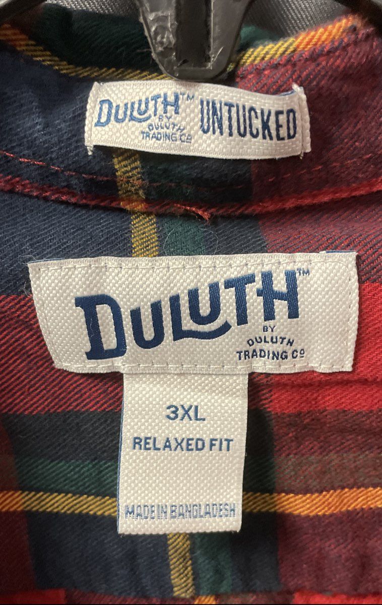 Duluth Trading Co Men's Red Green Plaid Flannel Untucked Relaxed Fit Shirt 3XL