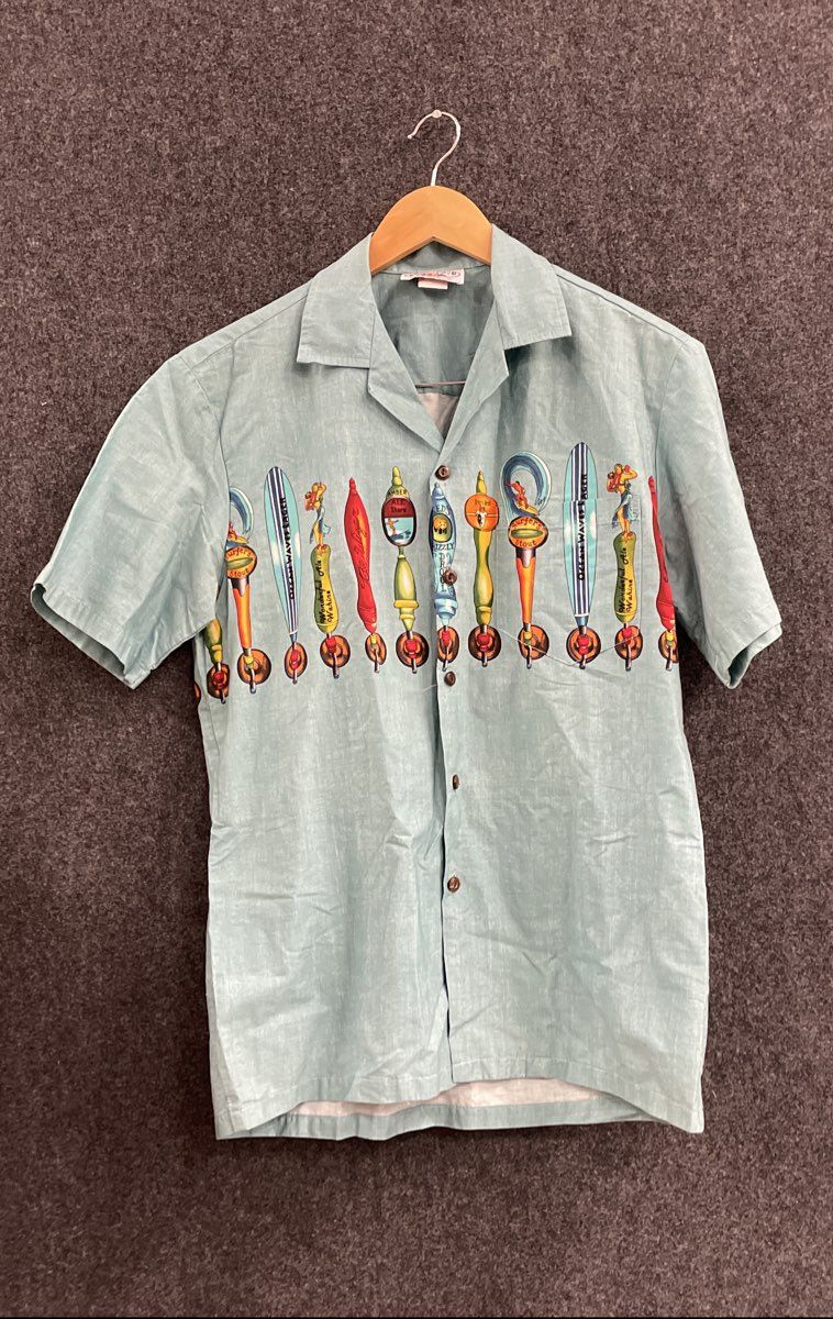 Vintage 90s Pacific Legend Beer Tap Handle Hawaiian Shirt Made in Hawaii Sz M