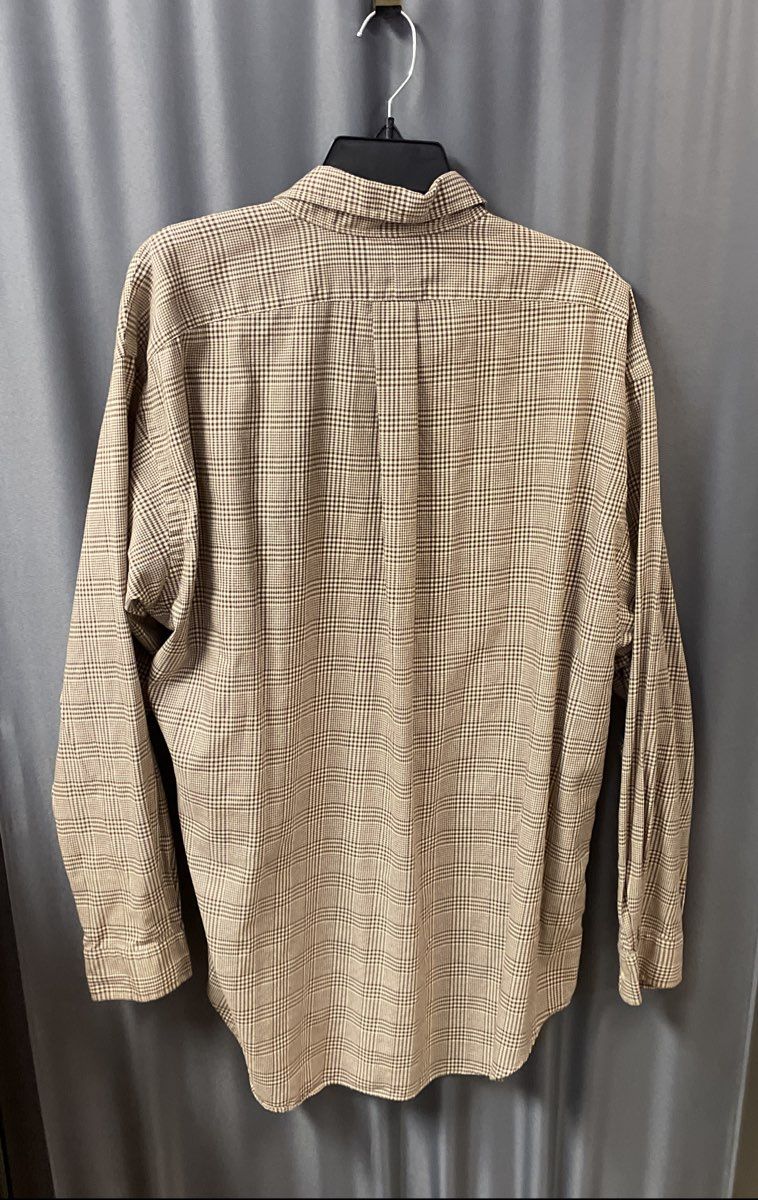 Ralph Lauren Men's Brown White Plaid Blake Cotton Button Down Shirt Size XL