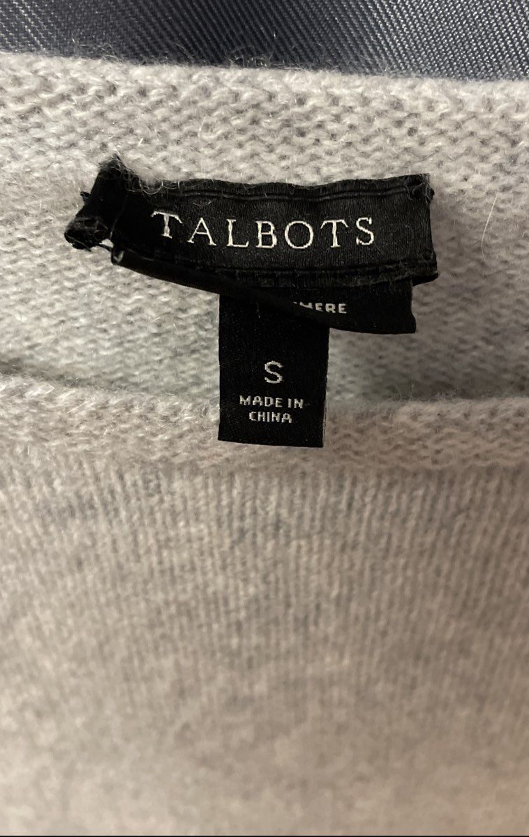 Talbots Women's Heather Gray 100% Pure Cashmere Long Sleeve Sweater Sz S