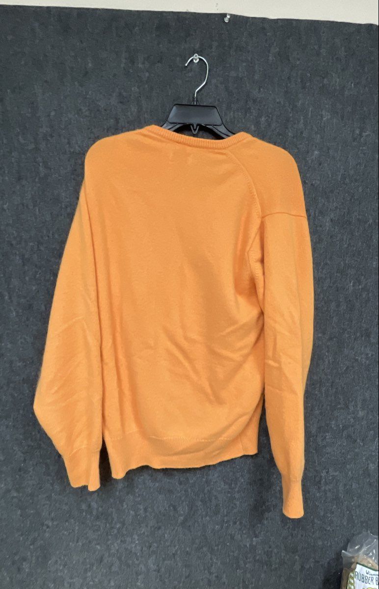 Vintage 90s Carmel Cashmere Men's V-Neck Sweater Orange Pure Cashmere Sz M