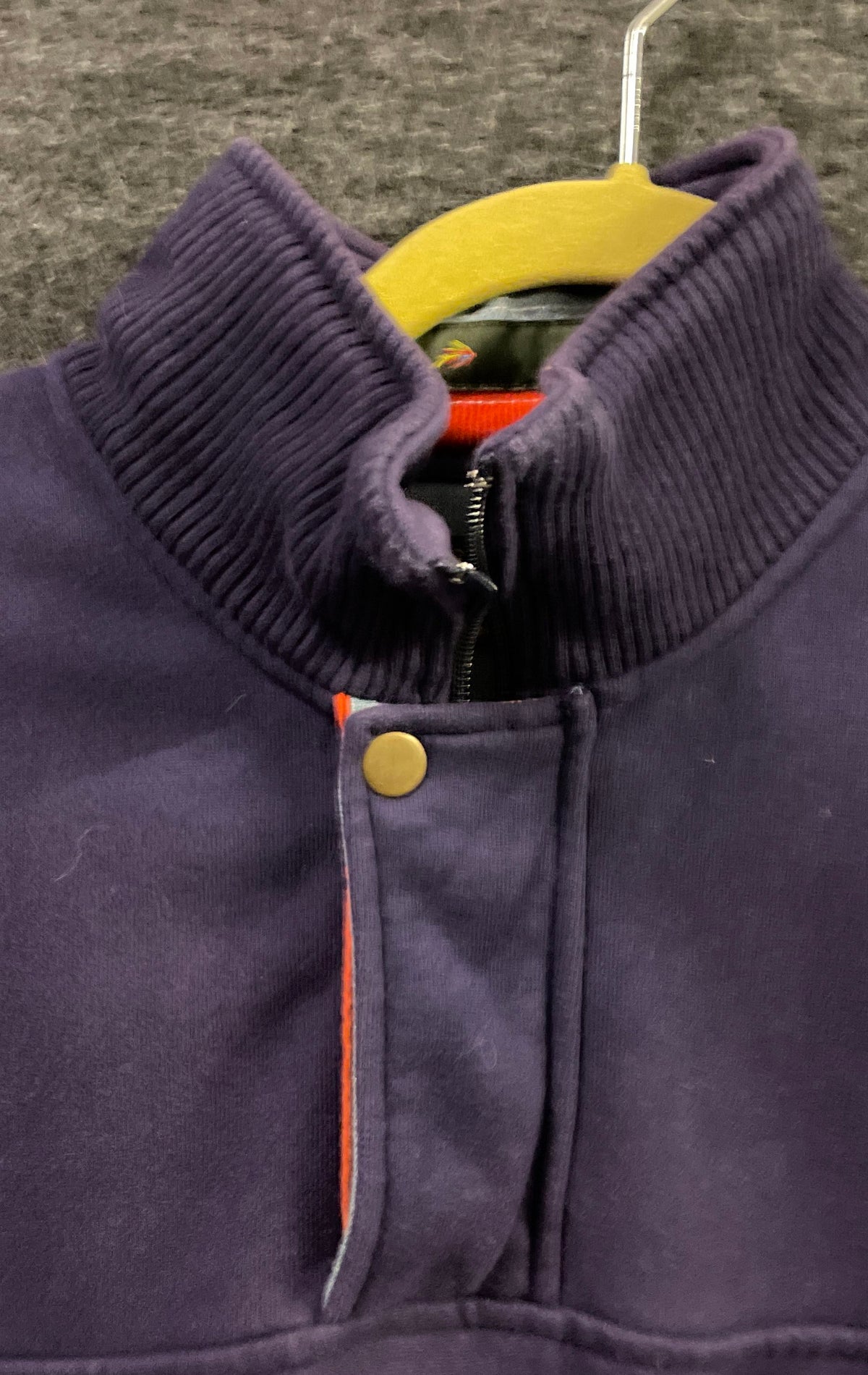 Orvis Men's Signature Collection Purple Quarter Zip Snap Mock Neck Pullover Sz M