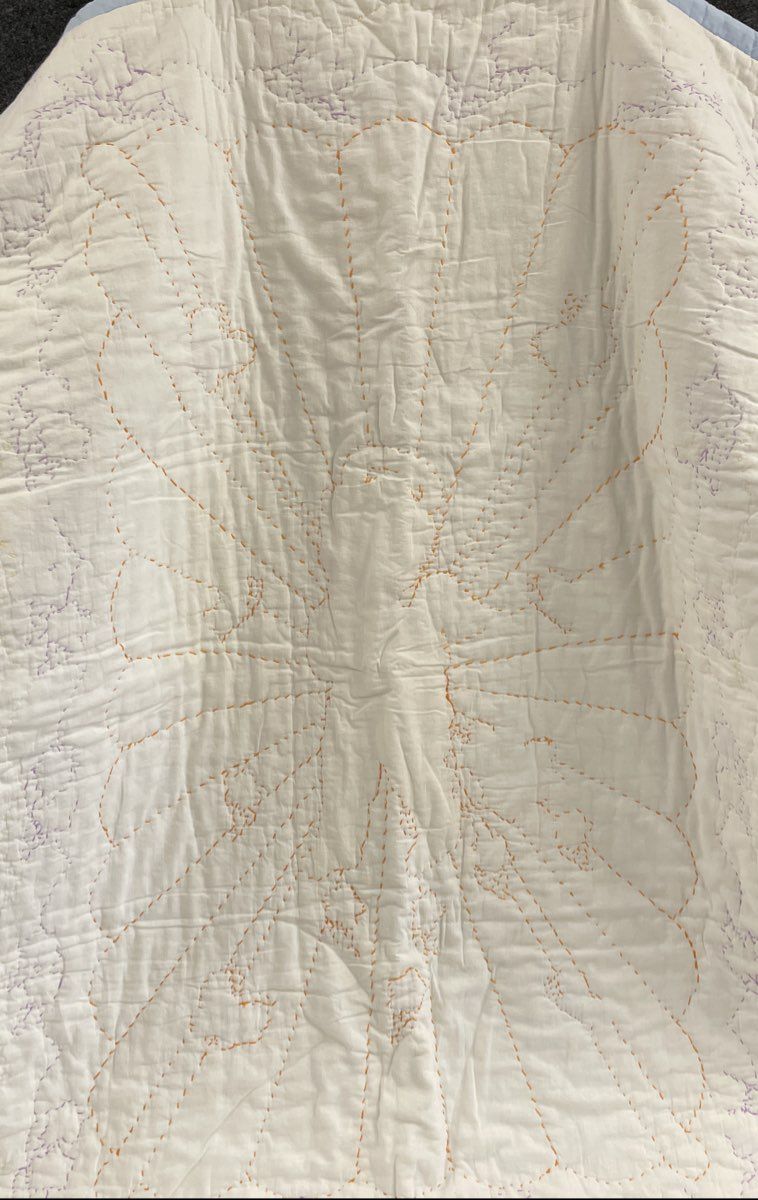 Hand Stitched Baby Quilt Kit Built Angel Cherub Butterflies Flowers Vintage