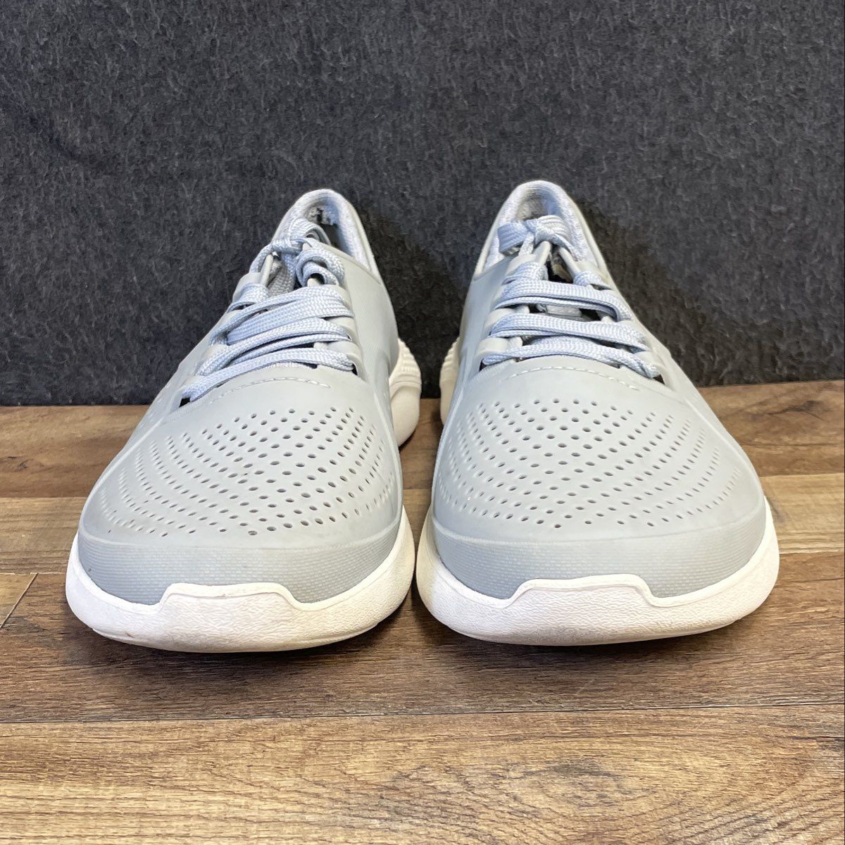 Crocs LiteRide Pacer Grey White Men's Lace Up Sneakers Size 10