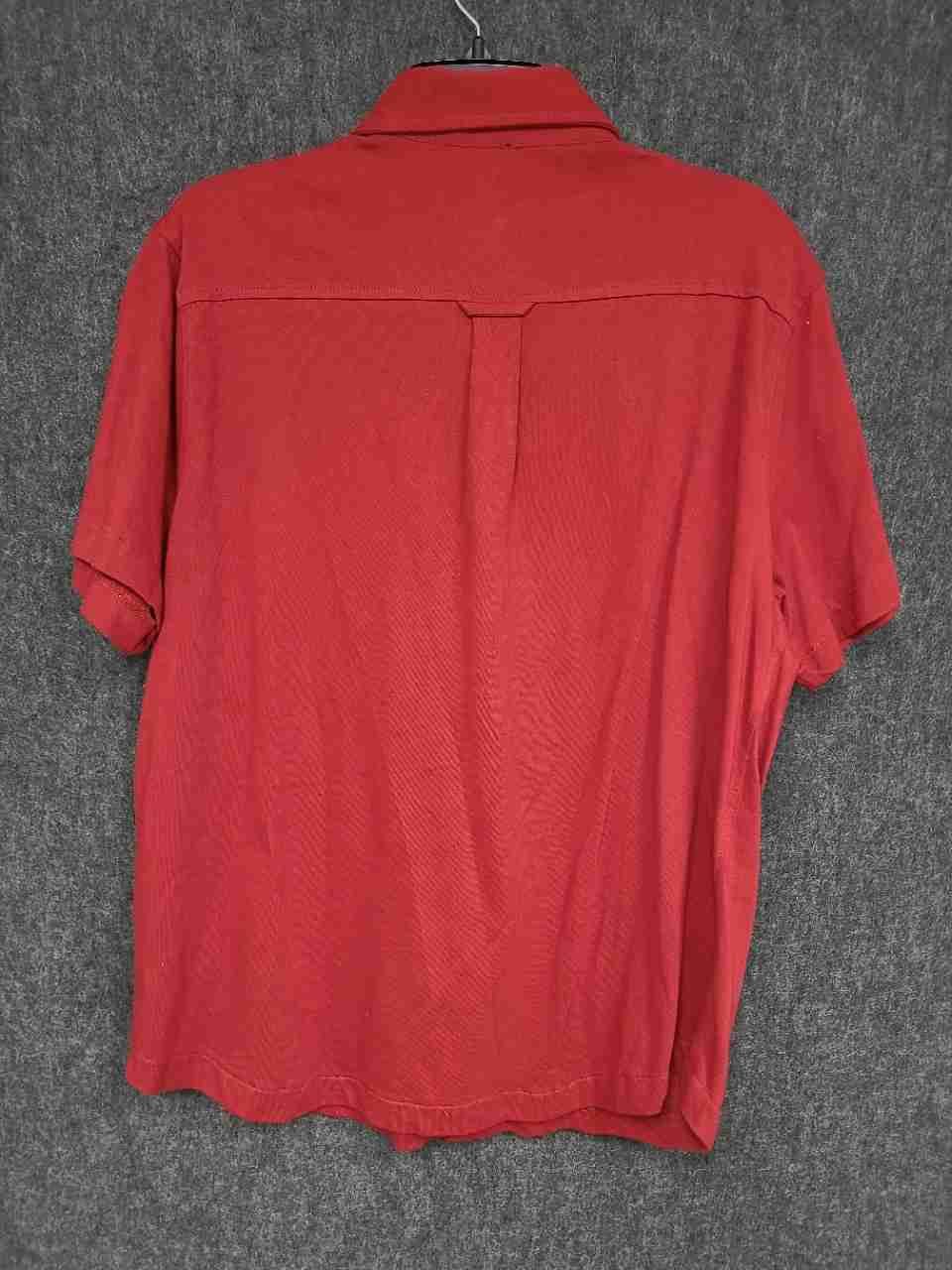 True Religion Men's Red Short Sleeve Cotton Button Down Logo Pocket Shirt Sz M
