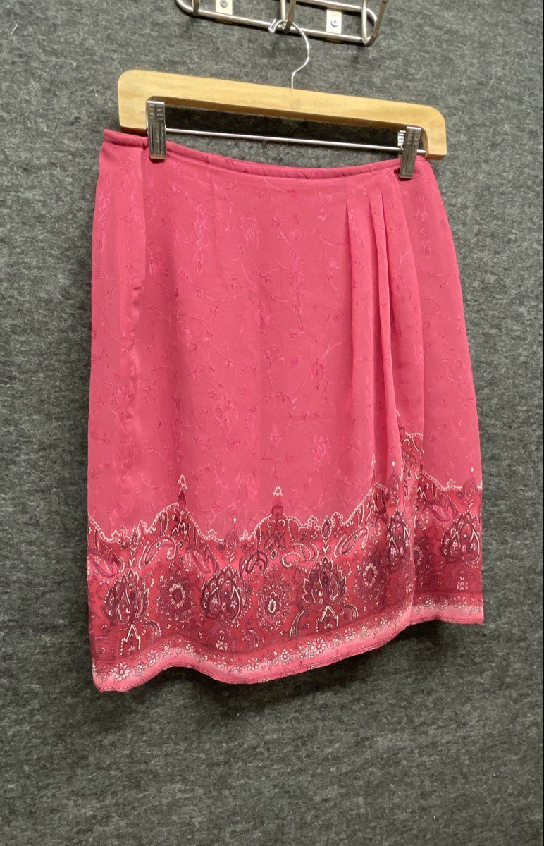Worthington Women's Pink Floral Paisley Border Print A-Line Skirt