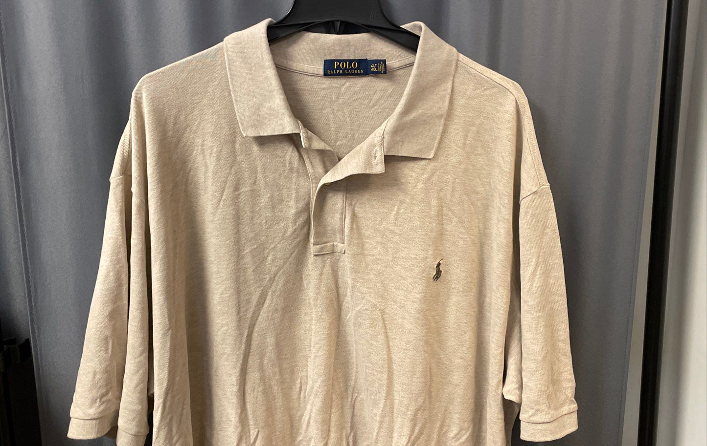 Polo Ralph Lauren Men's Beige Short Sleeve Pique Cotton Polo Shirt Sz 4LT