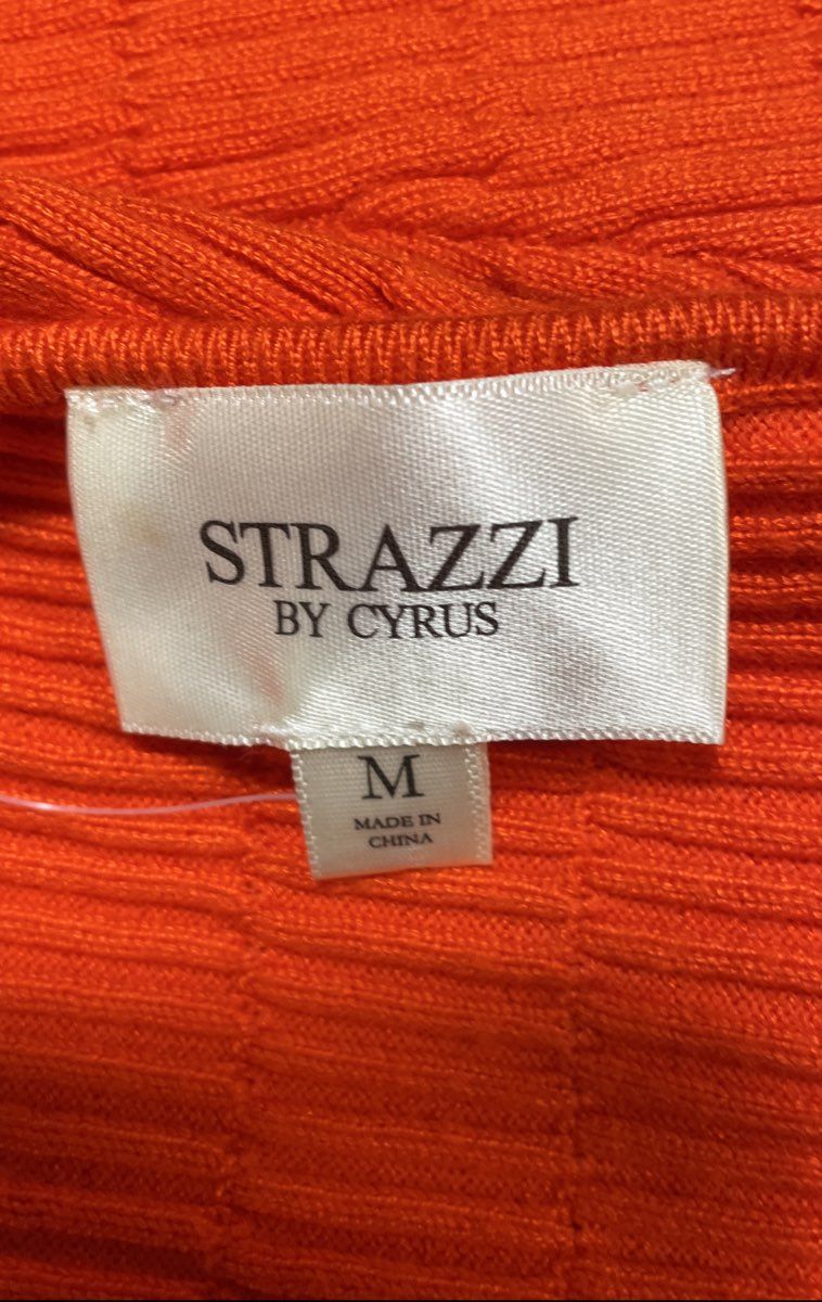 Strazzi by Cyrus Women's Flame Orange Knit Dolman Sleeve Top Sz M NWT
