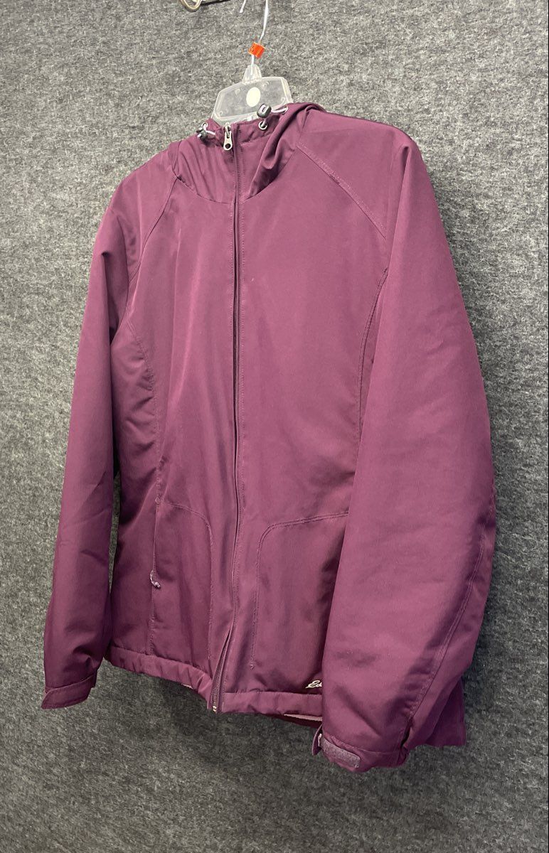 Eddie Bauer Women's Purple Fleece Lined Hooded Jacket Full Zip Outdoor Sz L