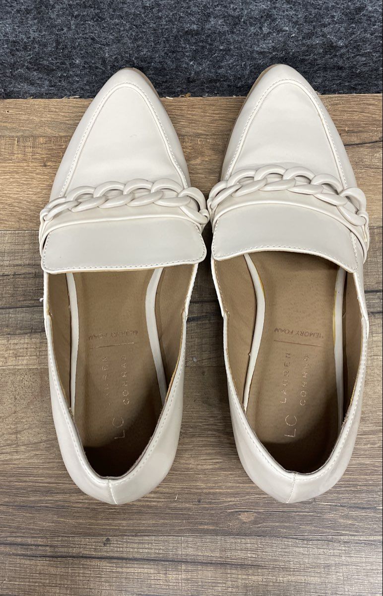 LC Lauren Conrad Demi Bone Pointed Toe Chain Link Loafers Women's Size 8.5