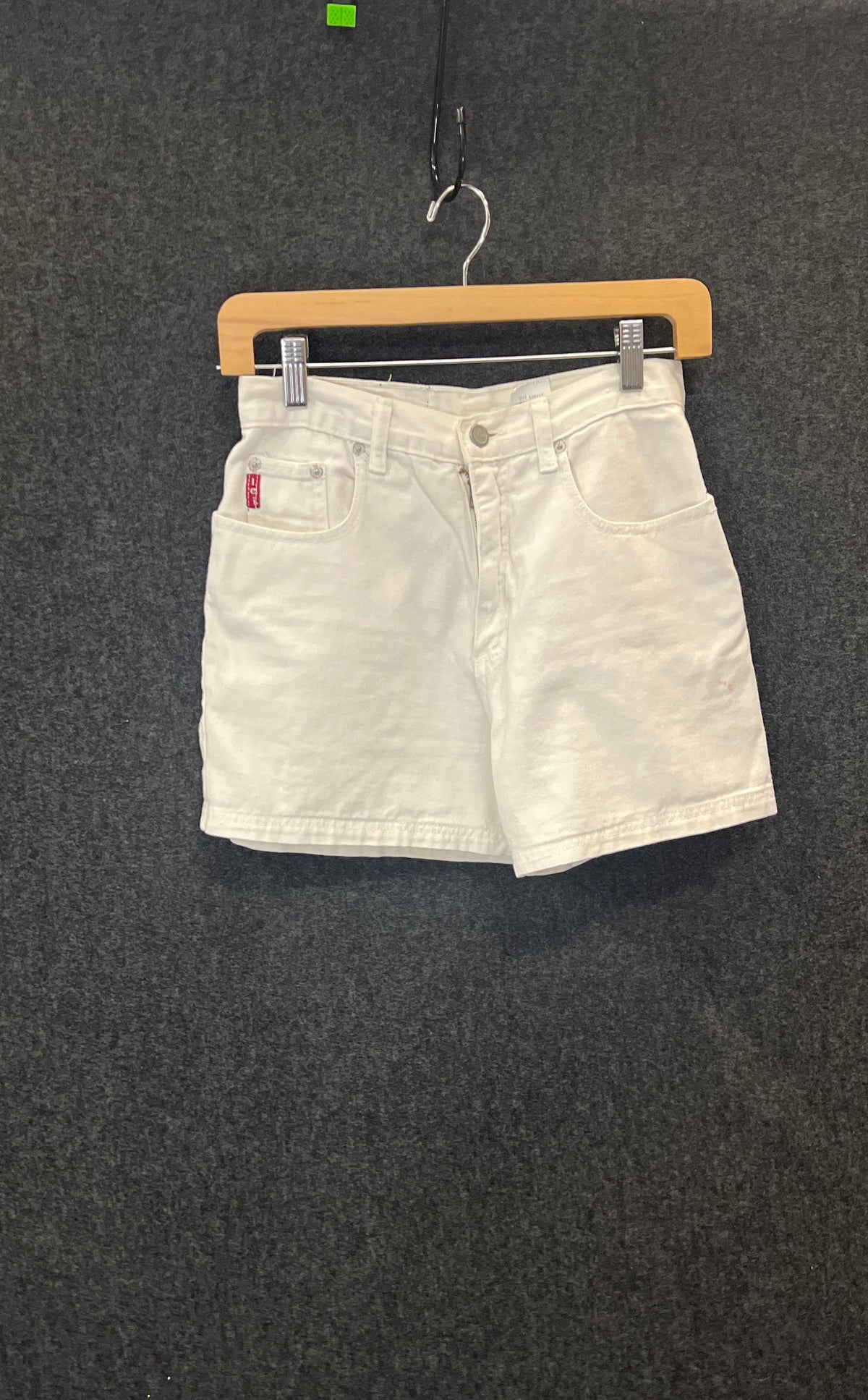 Vintage 90s l.e.i. Women's White High Waisted Denim Shorts Made in USA Sz 5