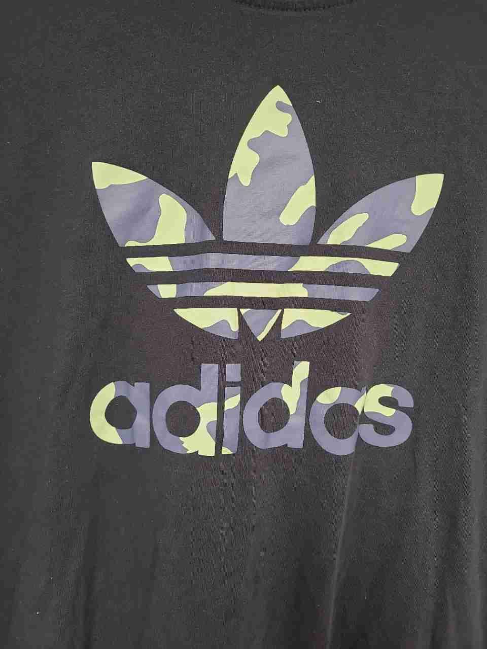 Adidas Men's Black Trefoil Logo Camo Print Short Sleeve T-Shirt Sz XL