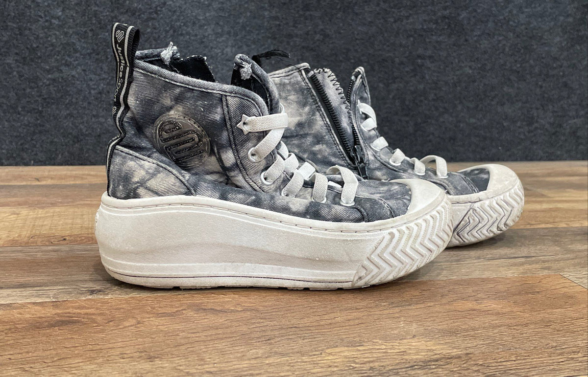 Justice Sport Girls Tie Dye High Top Platform Sneakers Gray Black Size 8