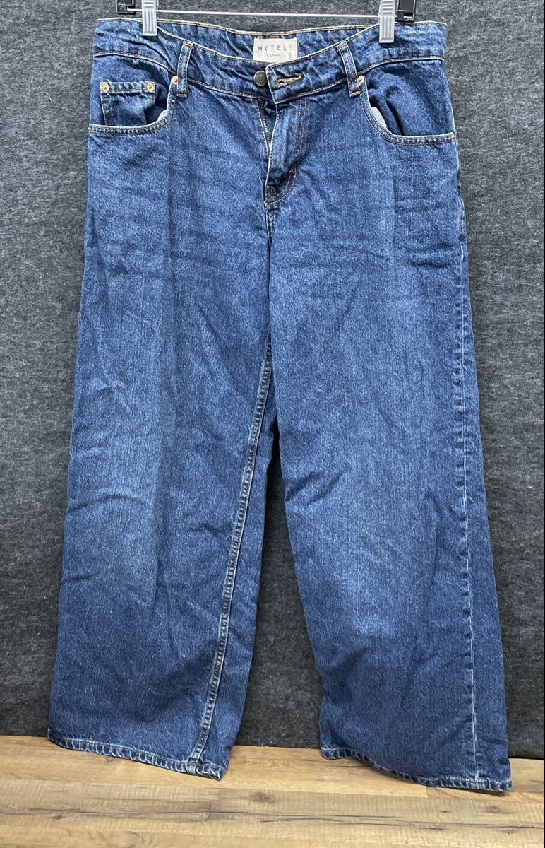 Motel Women's Jeans Blue Wide Leg Denim High Rise Five Pocket Sz 30x32
