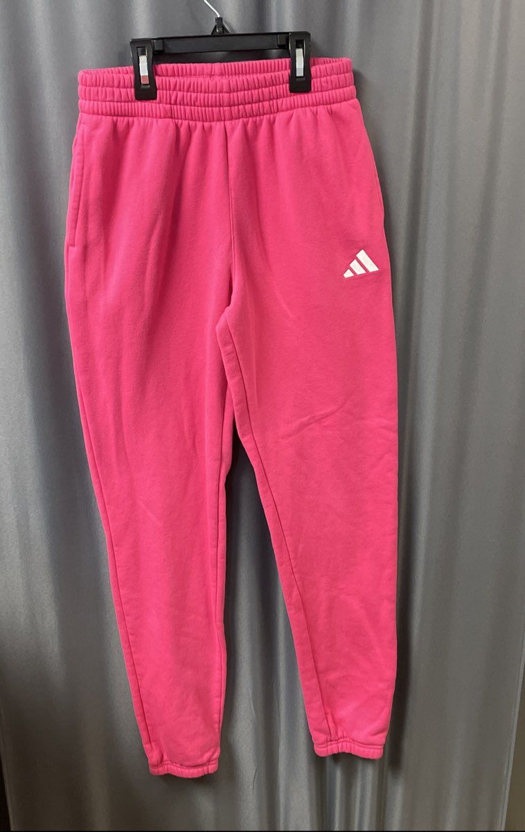 Adidas Women's Pink Fleece Sweatsuit Hoodie Joggers 2 Piece Set Sz S