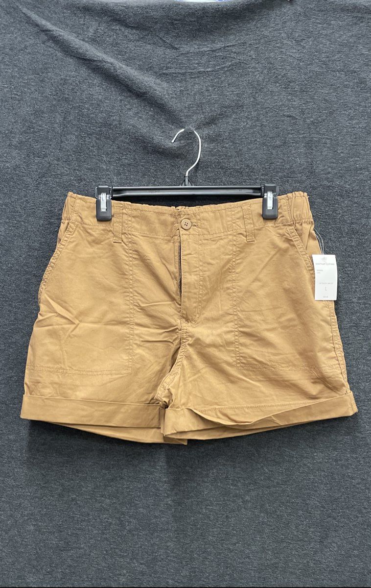 Sanctuary Women's Getaway Shorts Camel Tan Cotton Stretch Elastic Waist NWT Sz L