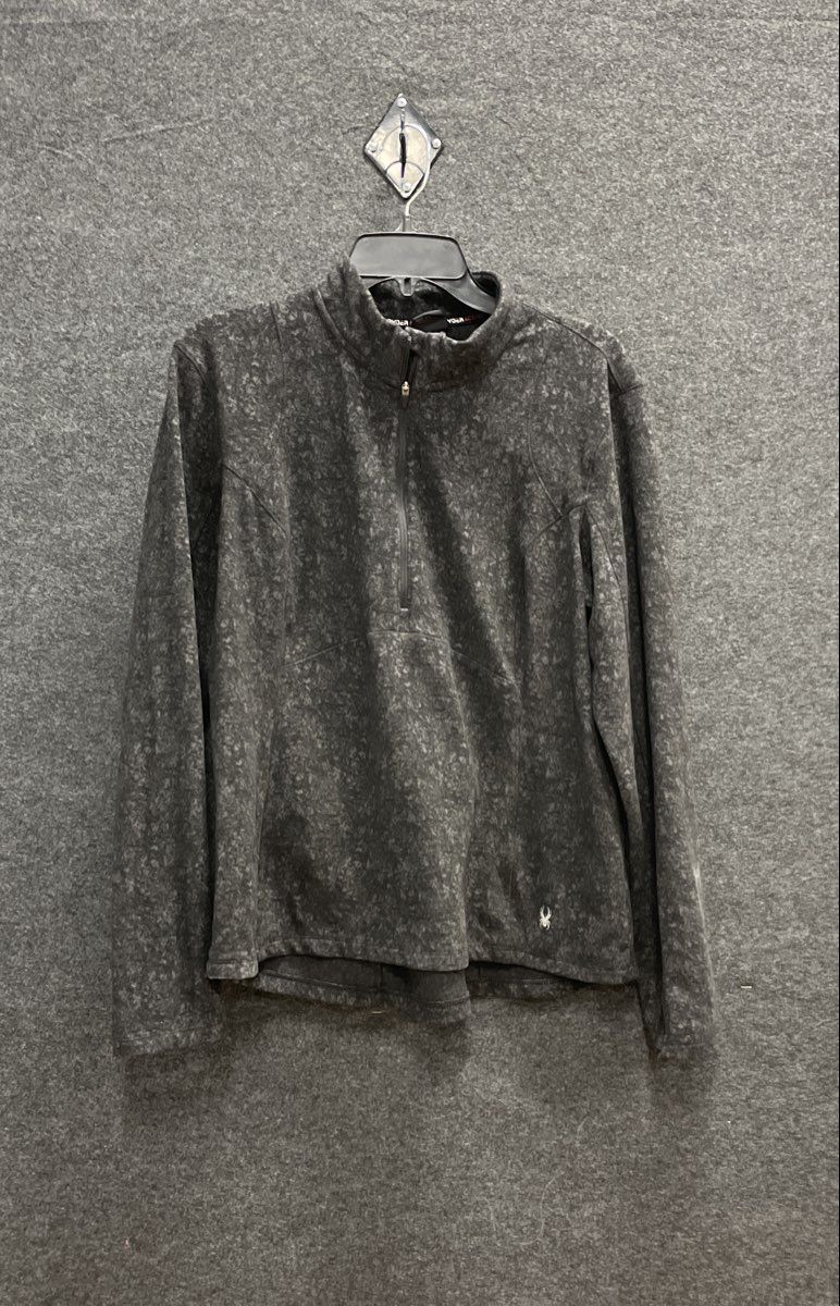 Spyder Active Women's Gray Textured 1/4 Zip Pullover Fleece Mock Neck Sz XL
