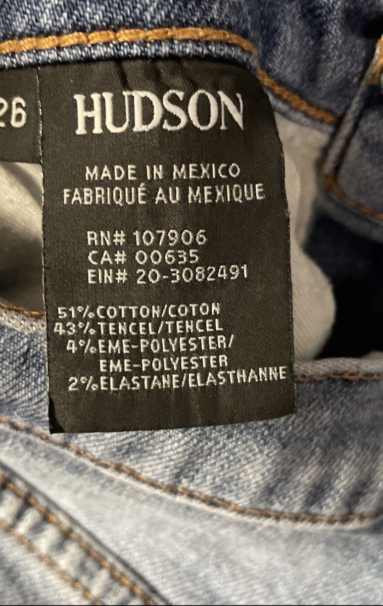 Hudson Women's Blue Distressed Straight Leg Released Frayed Hem Jeans Size 26