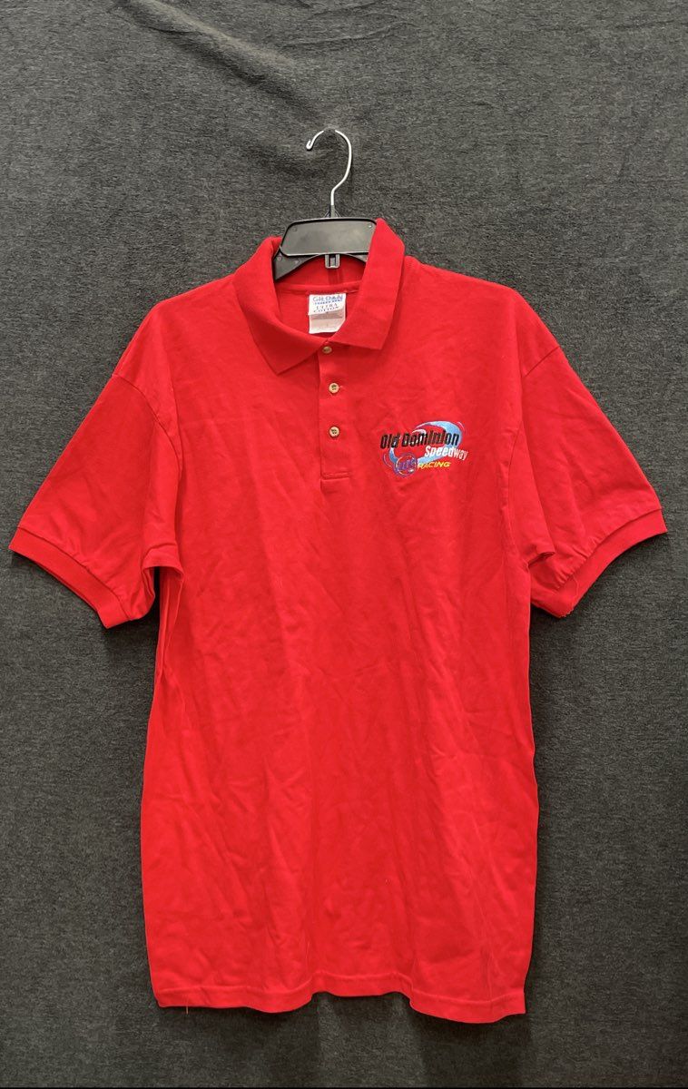 Vintage Y2K Gildan Men's Red Old Dominion Speedway Miller Lite Polo Shirt Sz L