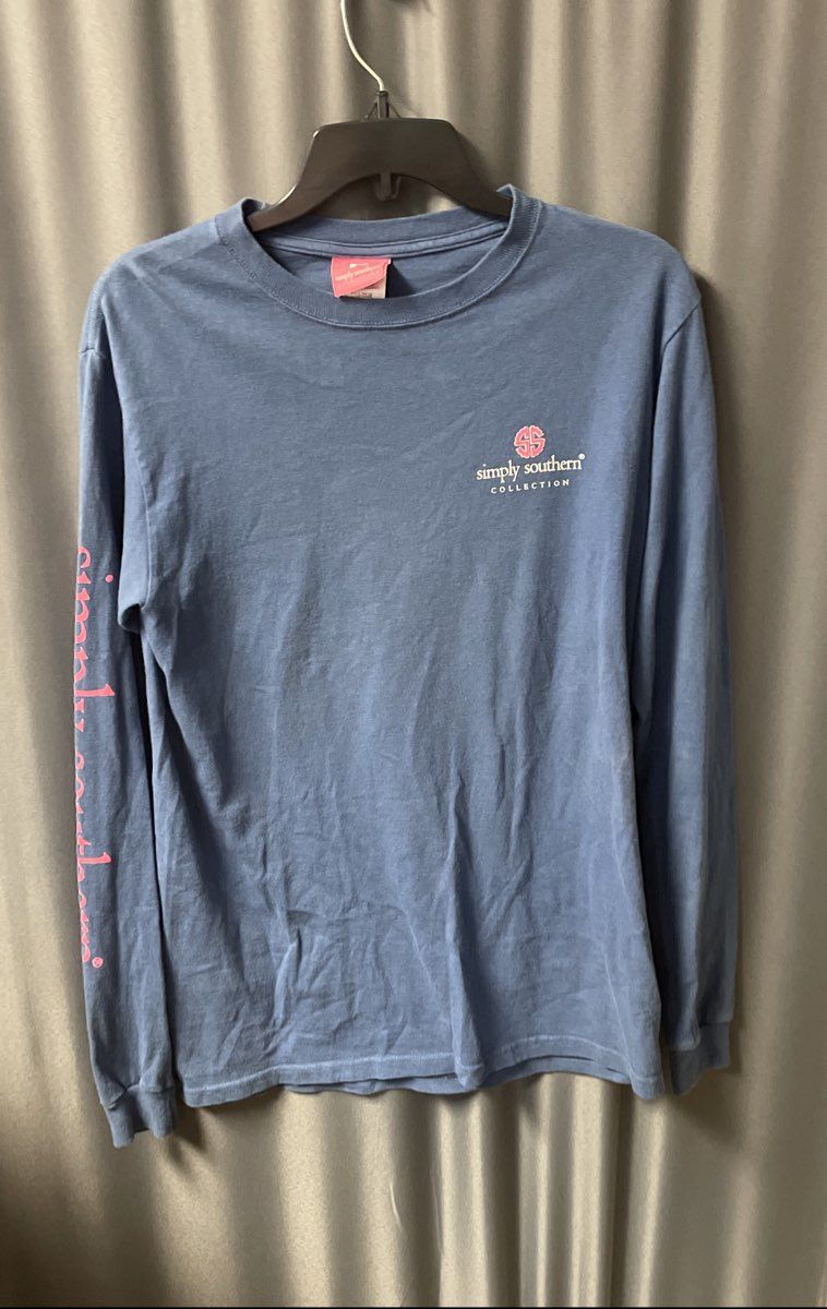 Simply Southern Women's Duke's Mayonnaise LS Graphic T-Shirt Blue Sz S