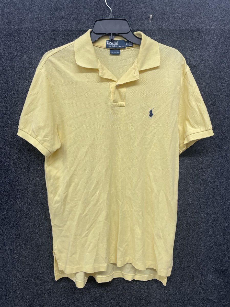 Polo Ralph Lauren Men's Polo Shirt Yellow Custom Fit Cotton Pique Size Medium