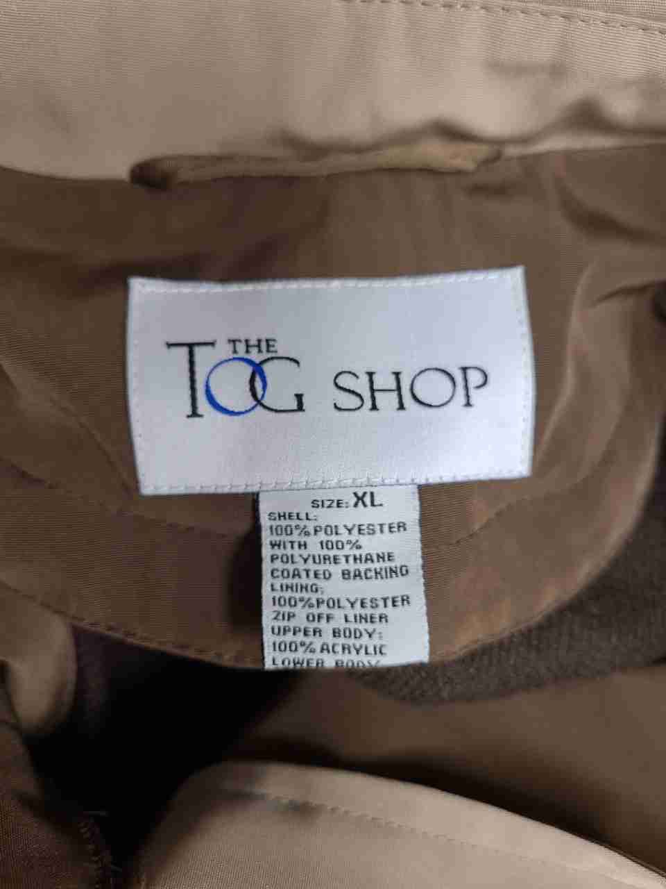 The Tog Shop Women's Tan Beige Hooded Raincoat Zip Off Liner Vintage 90s Sz XL