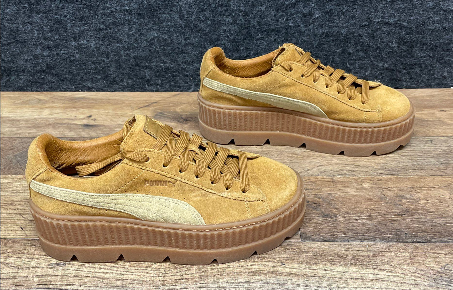 Puma Suede Creeper Tan Gum Platform Women's Sneakers Size 9.5