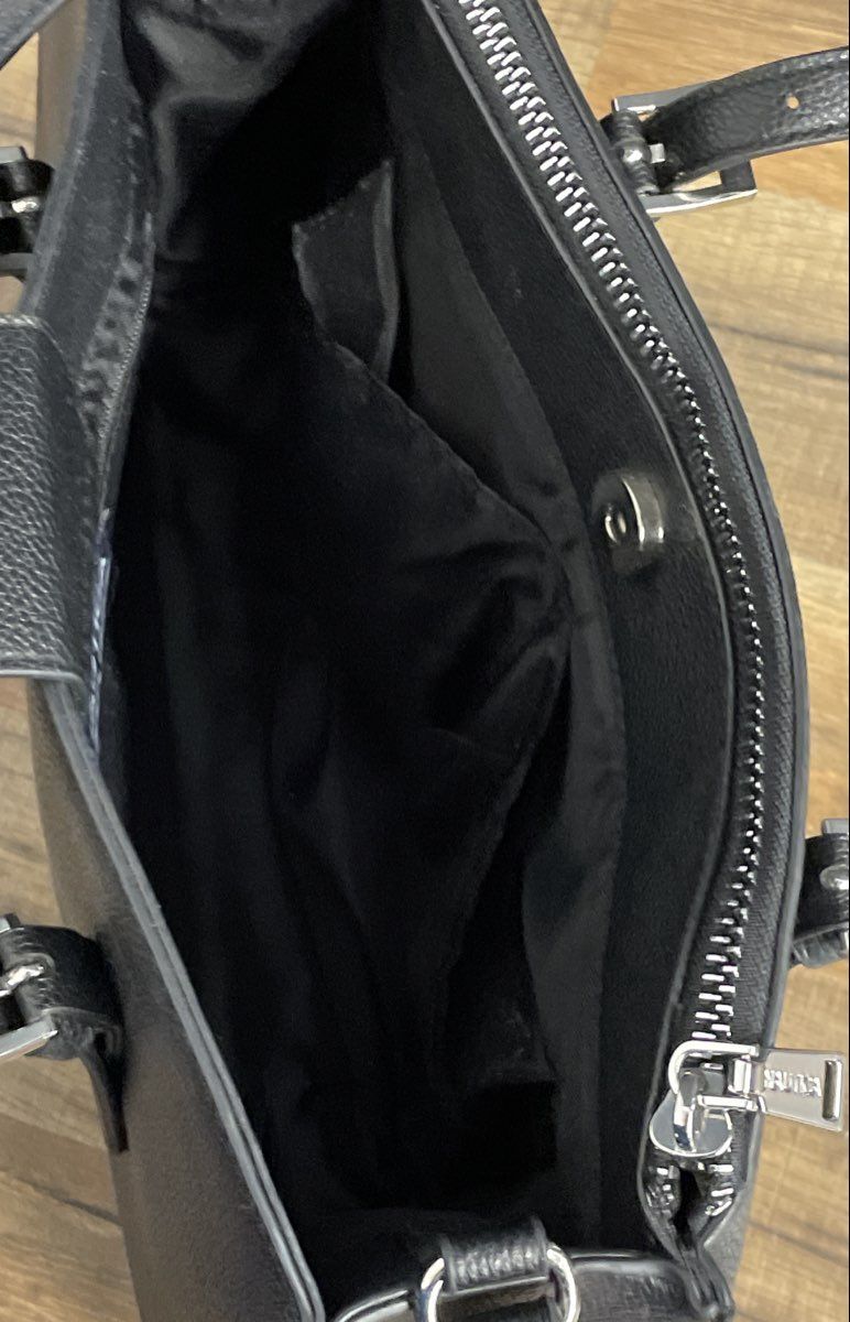 Nautica Black Faux Leather Embossed Logo Satchel Crossbody Shoulder Bag