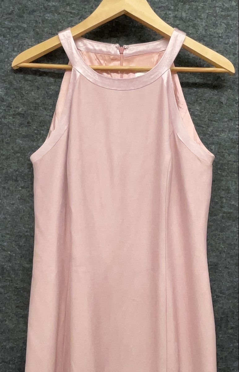 Datiani Women's Pink Halter Neck Maxi Dress Bow Detail Side Slit Gown