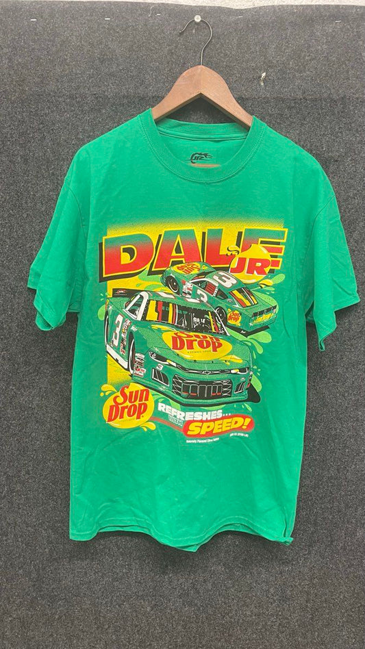 Dale Earnhardt Jr Sun Drop NASCAR Graphic T-Shirt JR Motorsports Green Sz L