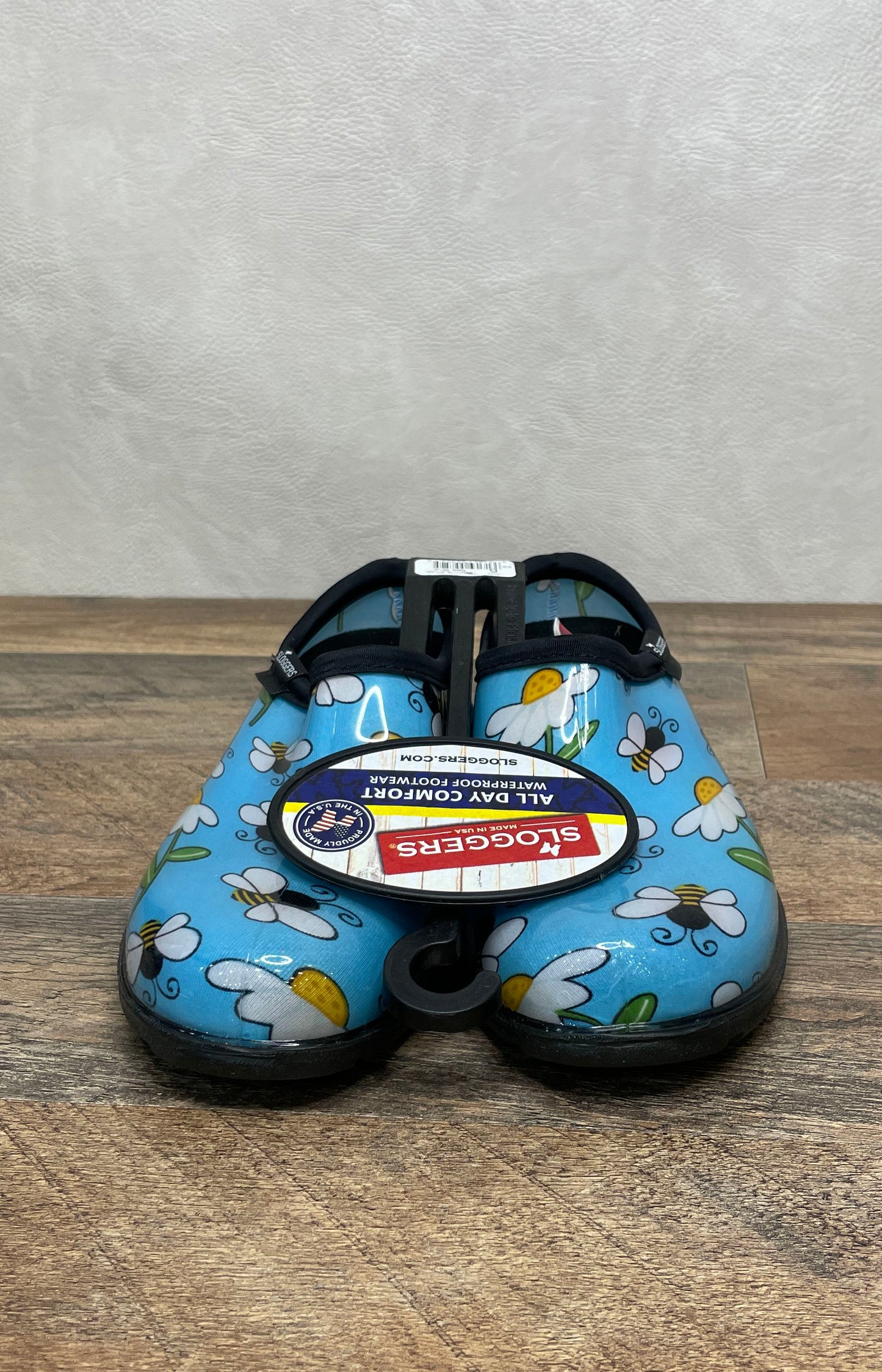 Sloggers Bee Blue Daisy Bumblebee Waterproof Garden Clogs Women's Size 6 NWT