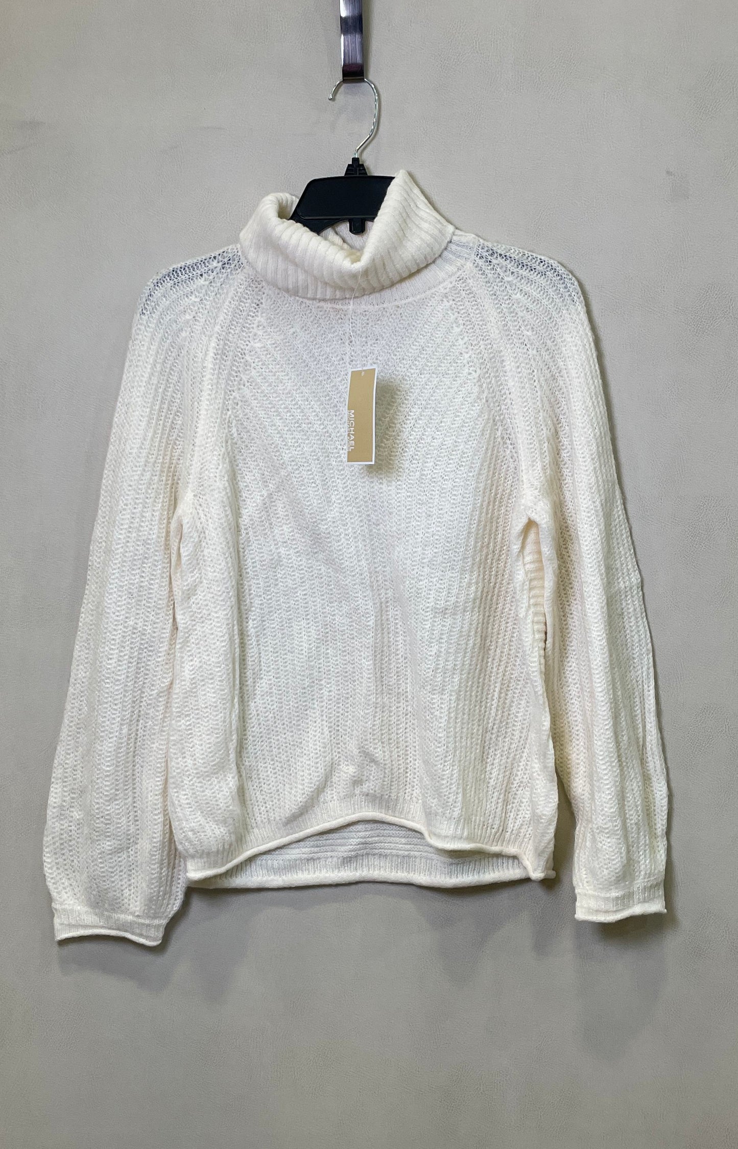 Michael Kors Women's Bone White Textured Knit Turtleneck Sweater Sz M NWT