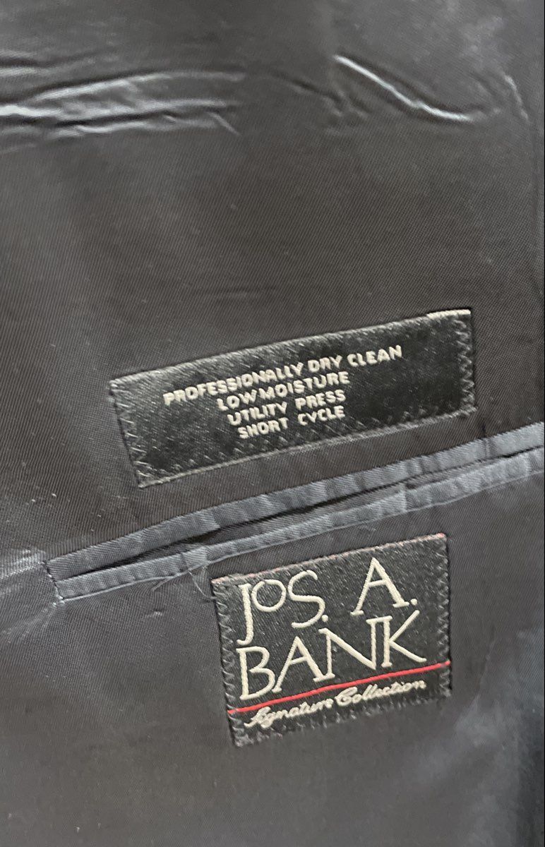 Jos A Bank Men's Grey Glen Check 100% Wool 3-Button Suit 46L Jacket 41L Pants