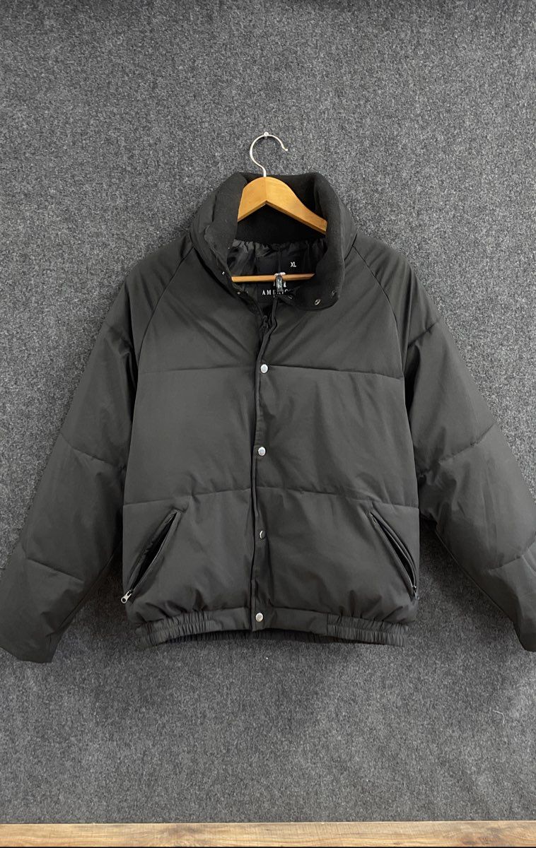 American Stitch Men's Black Puffer Jacket Snap Front Ribbed Mock Neck NWT Sz XL