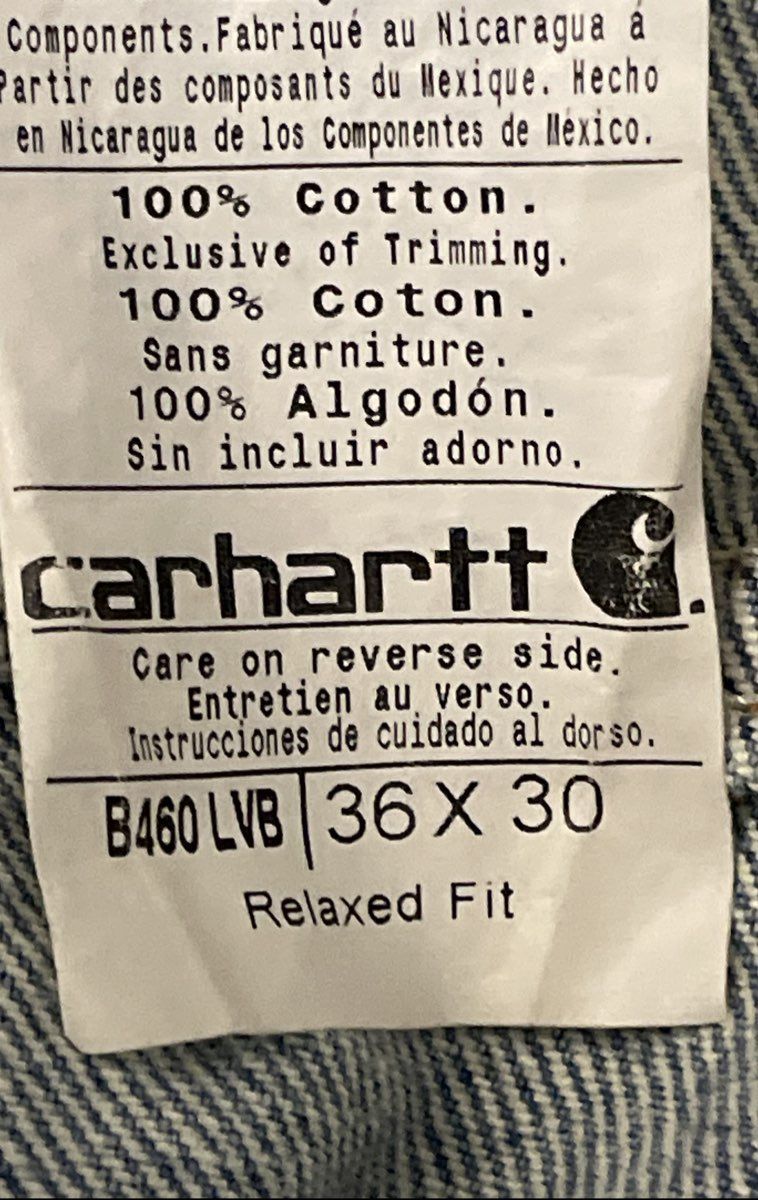 Carhartt Men's B460 LVB Relaxed Fit Light Wash Blue Denim Jeans 36x30