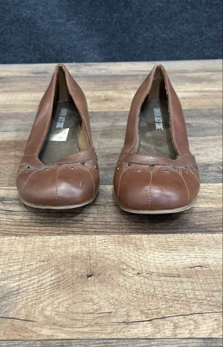 Lower East Side Brown Studded Perforated Women's Low Wedge Heels Size 7
