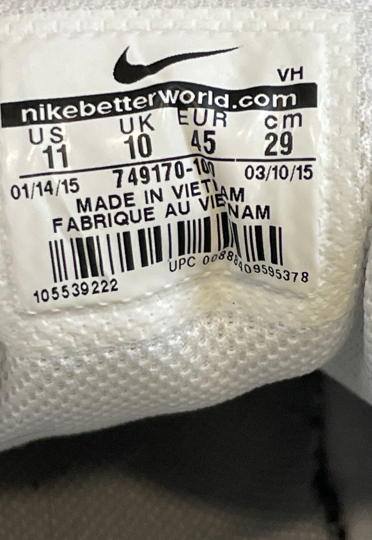 Nike Tri Fusion Run White Black Silver Men's Athletic Running Shoes Size 11