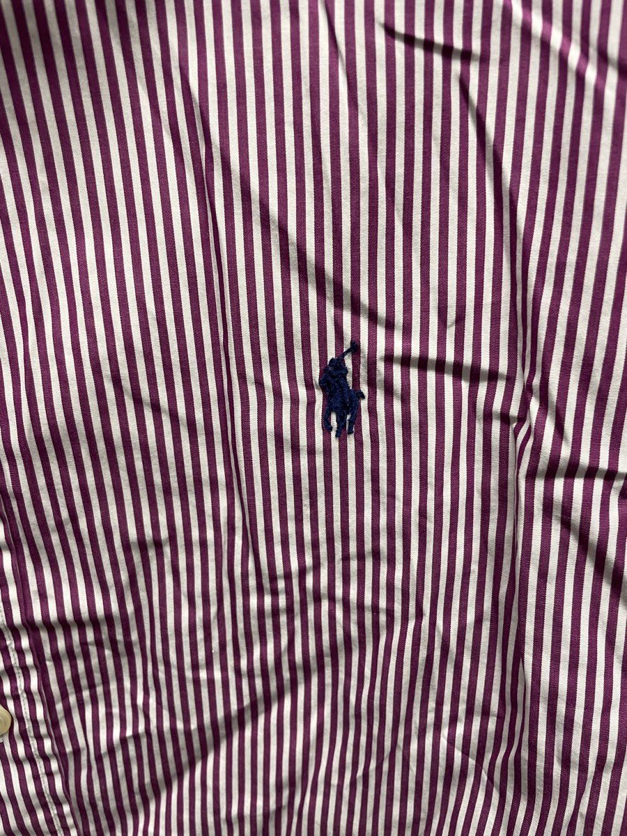 Polo Ralph Lauren Men's Long Sleeve Button Up Shirt Purple White Striped Sz XL