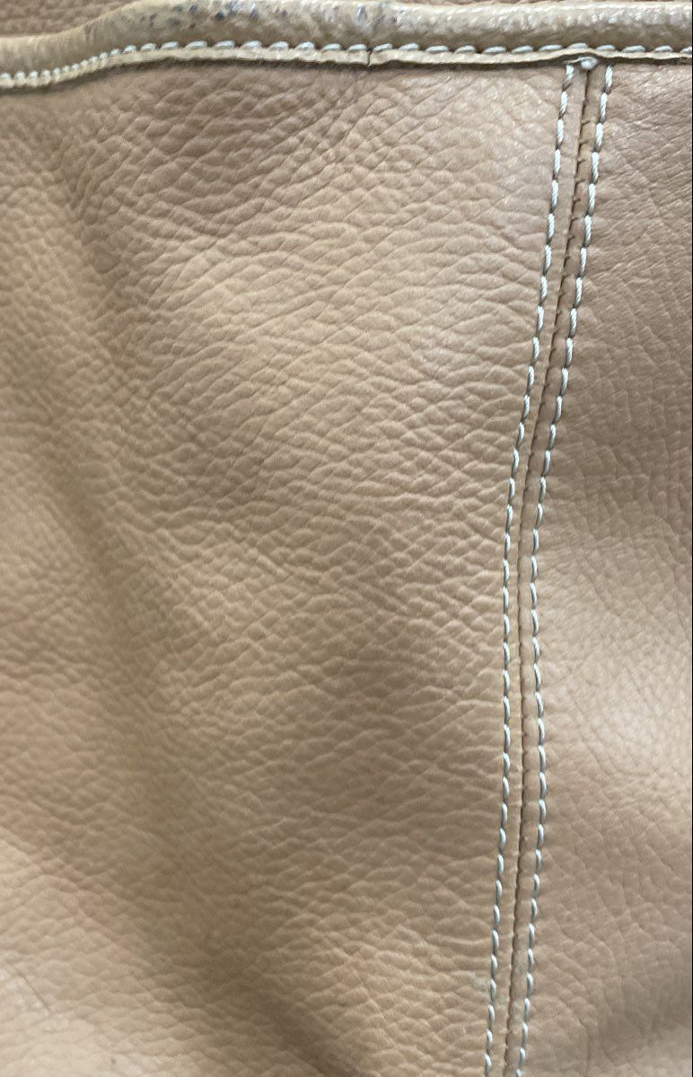Sophia Caperelli Tan Pebbled Leather Hobo Shoulder Bag Leopard Print Lining