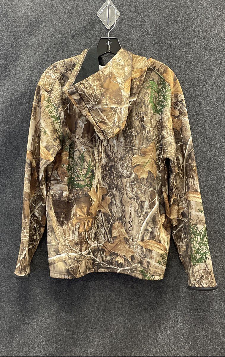 Realtree Men's Edge Camo Pullover Hoodie Zippered Pockets Neck Gaiter Sz XXL