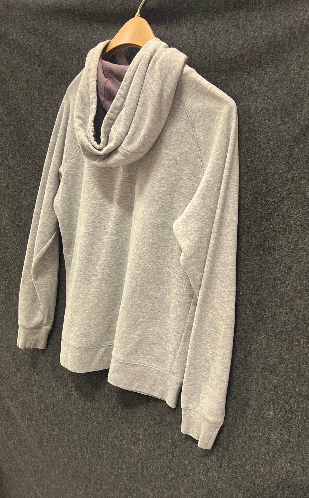 The North Face Women's Gray Heather Pullover Hoodie Purple Logo Sz L