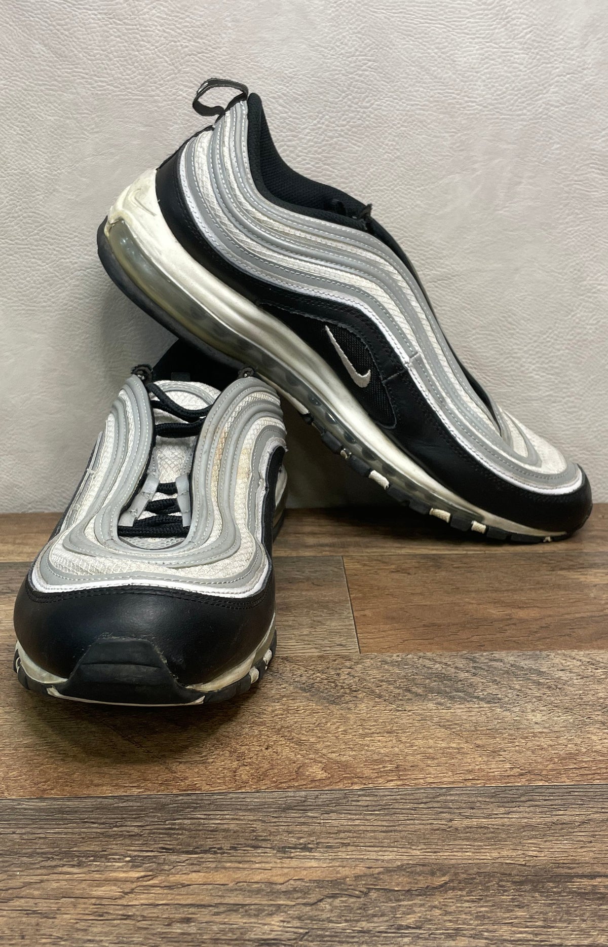 Nike Air Max 97 Black Silver Wolf Grey Men's Sneakers Size 13