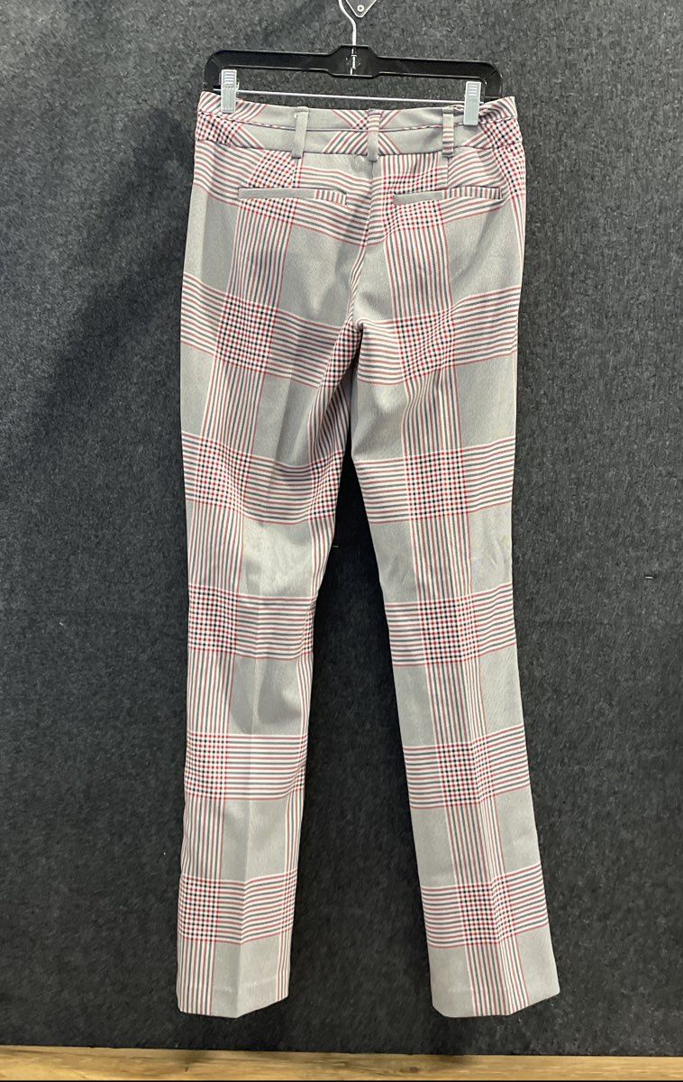 New York & Company Women's 7th Avenue Red Gray Plaid Dress Pants NWT Sz 2 Tall