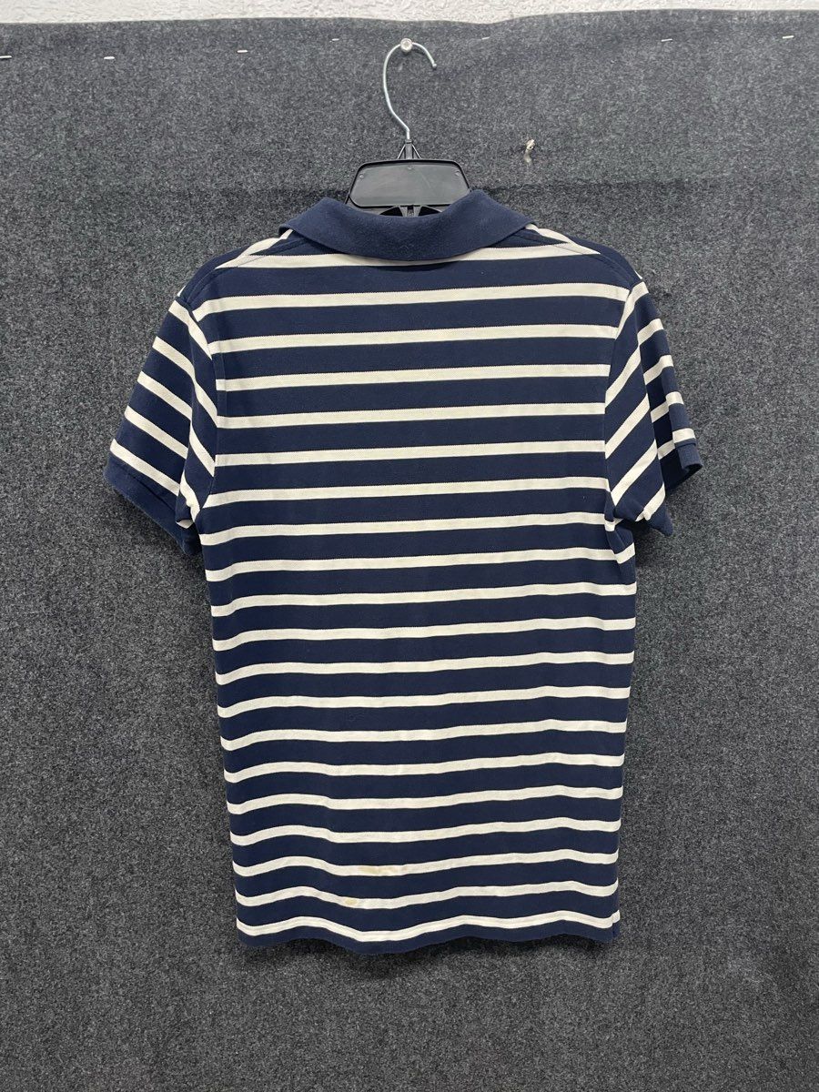 Polo Ralph Lauren Men's Polo Shirt Navy White Striped Custom Fit Sz M