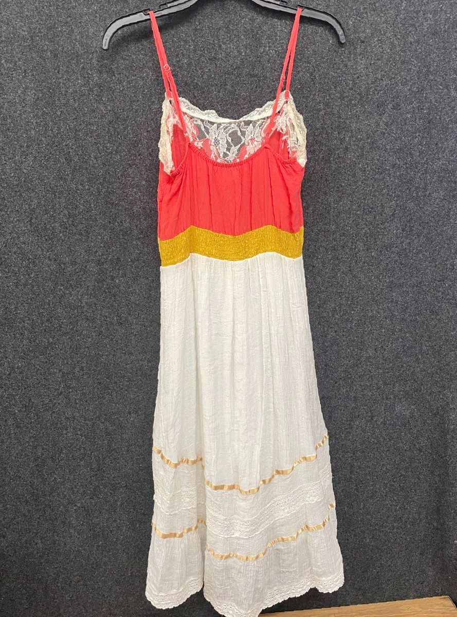 Flying Tomato Women's Orange Lace Tiered High Low Boho Peasant Dress Sz M